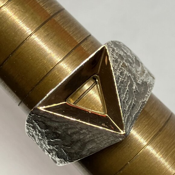 JOHN HARDY Reticulated Tiga Signet Ring 18K Yellow Gold Sterling Silver Size 11 - Picture 10 of 12